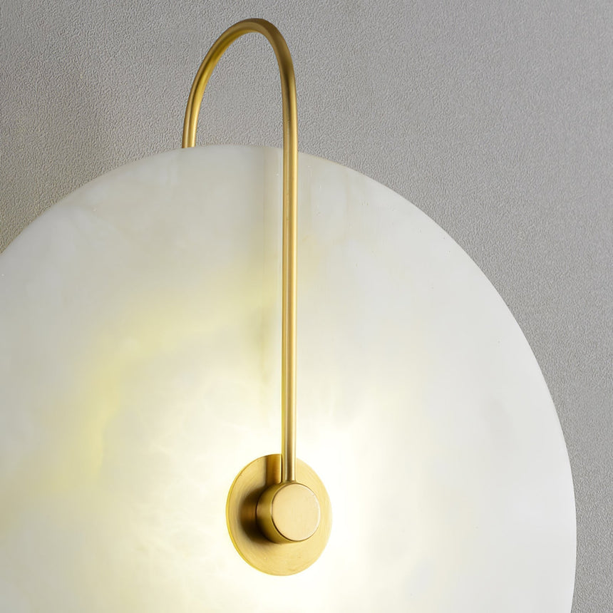 CelesteLume Alabaster LED Disc Sconce with Black Arm