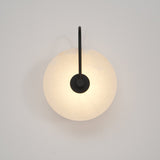 CelesteLume Alabaster LED Disc Sconce with Black Arm