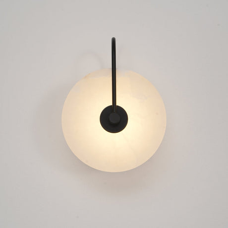 CelesteLume Alabaster LED Disc Sconce with Black Arm