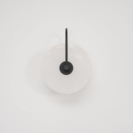 CelesteLume Alabaster LED Disc Sconce with Black Arm