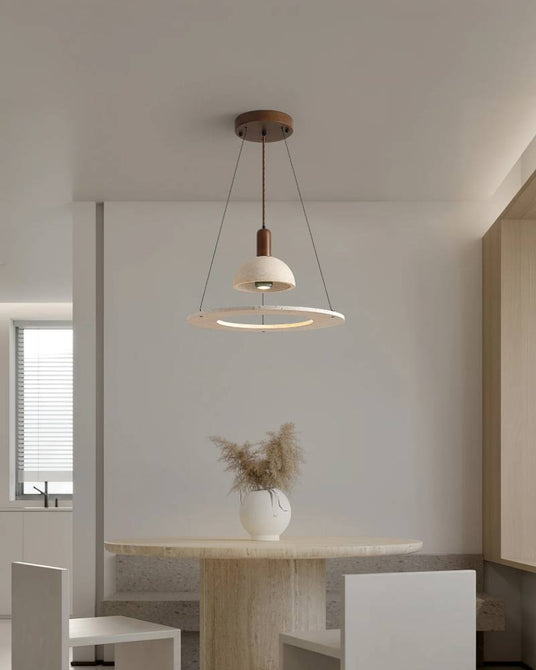 Travertine Pendant Beige Finish Detail