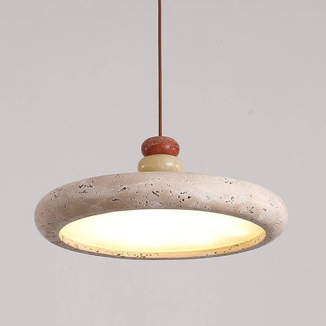 Travertine Pendant Red Finish Detail OpalDwell