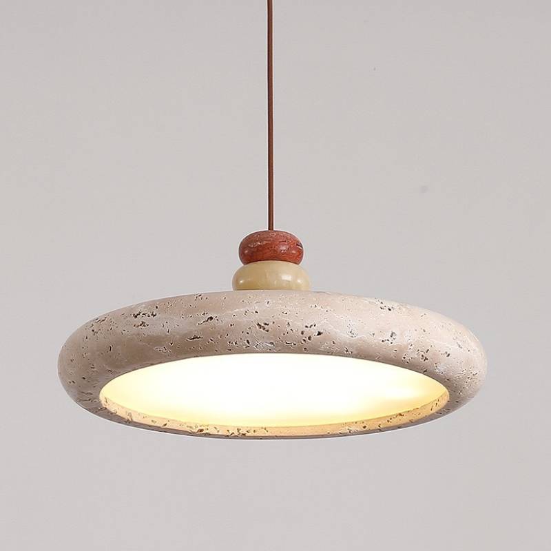 Travertine Pendant Red Finish Detail OpalDwell