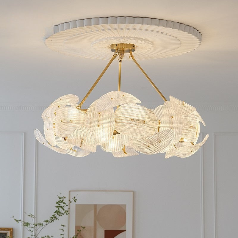 Glass Leaf Chandelier for Dining Room