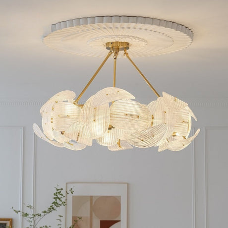Glass Leaf Chandelier for Dining Room
