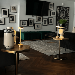 LumaNova Table Lamp - Brushed Gold Metal Slim Minimalist Design | OroDwell