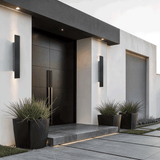 IP65 wall light on a modern storefront facade