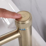 Single-handle bathroom mixer faucet side profile view - anti-limescale aerator