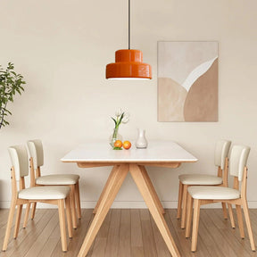 Orange Metal Pendant Lamp Close-Up of Finish