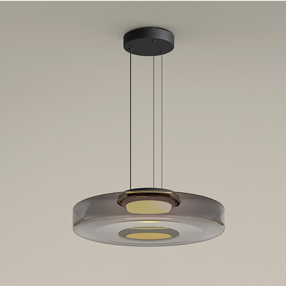 Grey glass pendant light adjustable height for kitchen island