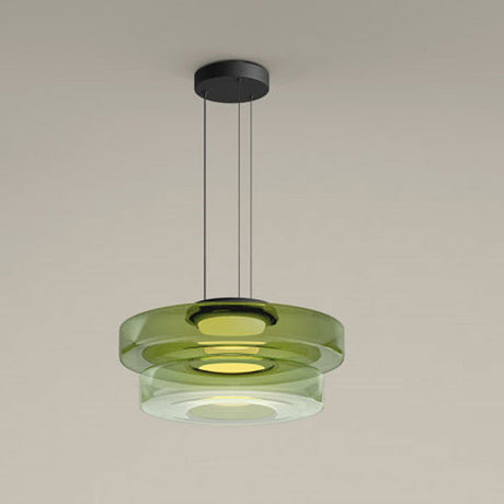 Three layer glass pendant light detail