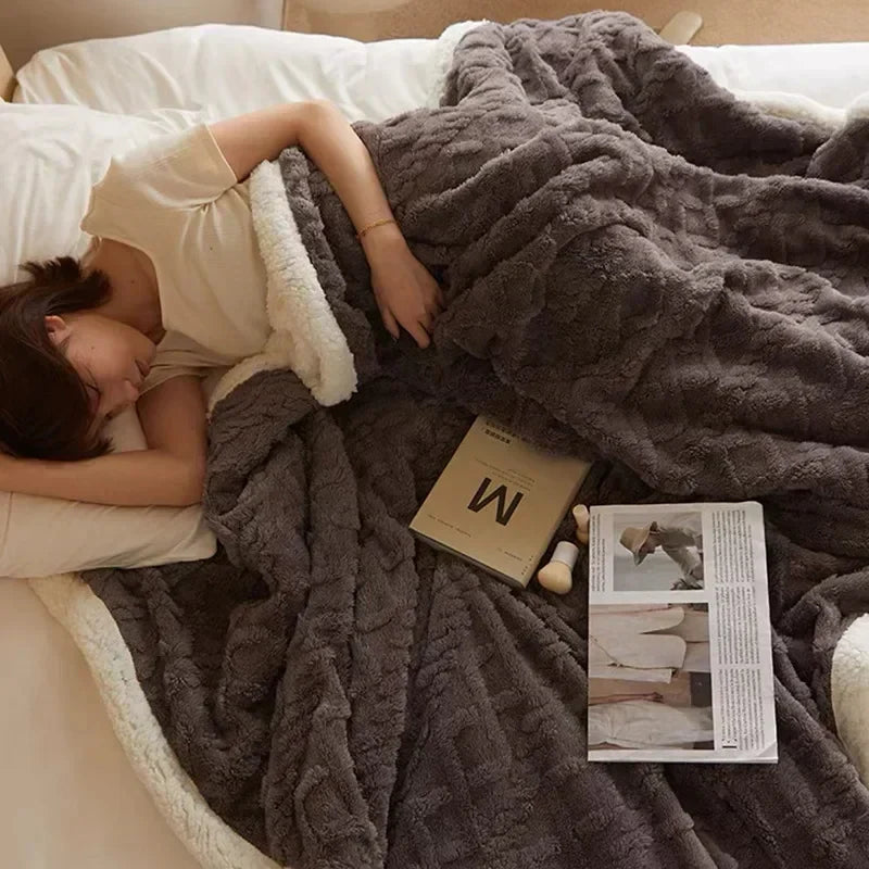 Plush wool blanket for living room