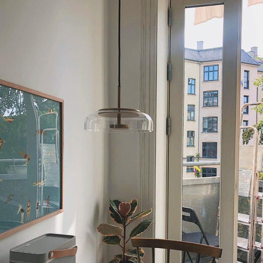 Pendant Light In Brass And Glass Finish - OroDwell