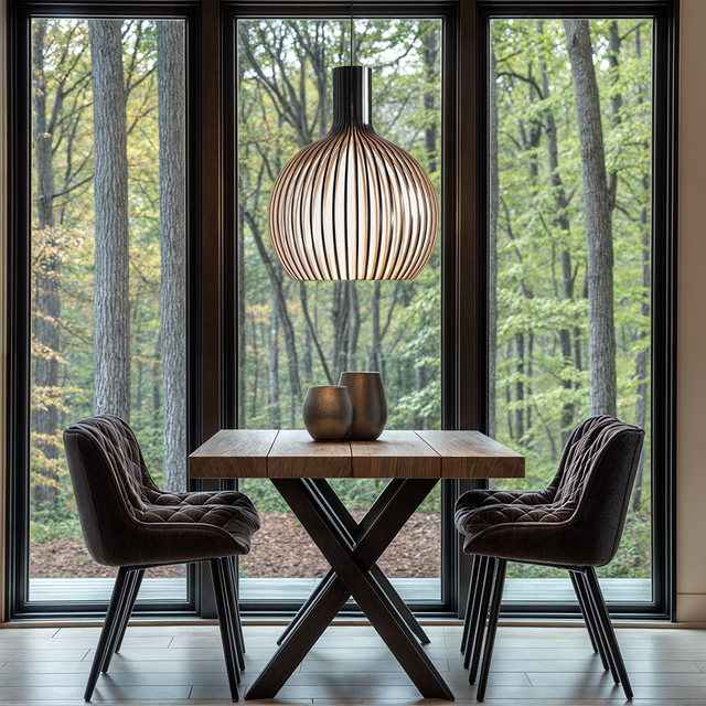 FjordLoom Wood Cage Pendant Light Adjustable Cord