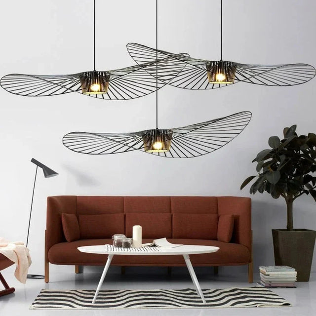 Matte black hat pendant light