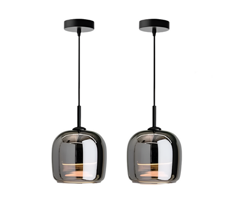 Black Glass Pendant Light E27 Socket Detail