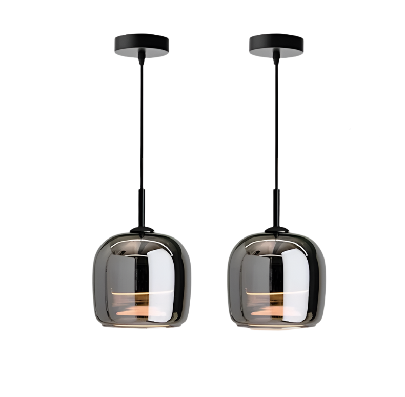 Black Glass Pendant Light E27 Socket Detail