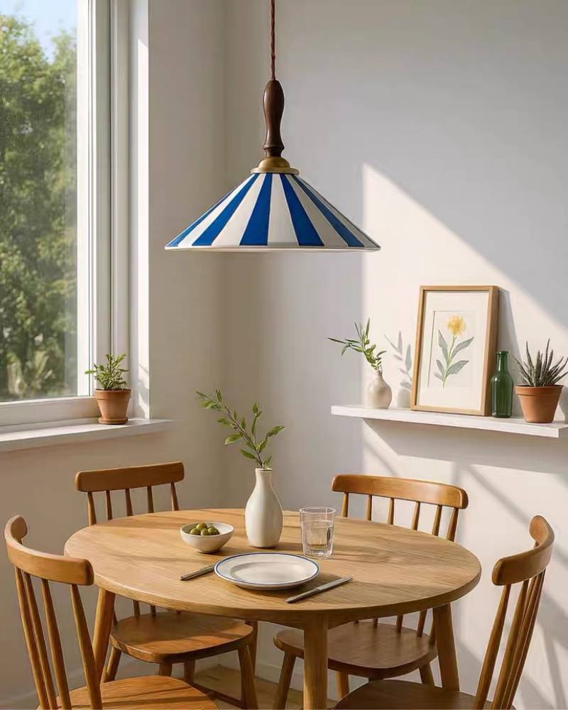 Striped Pendant Light Retro Cone Ceiling Fixture