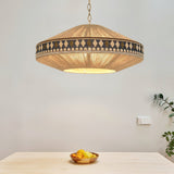 Astraea Boho Fringe Pendant Lamp with Geometric Weave - OpalDwell