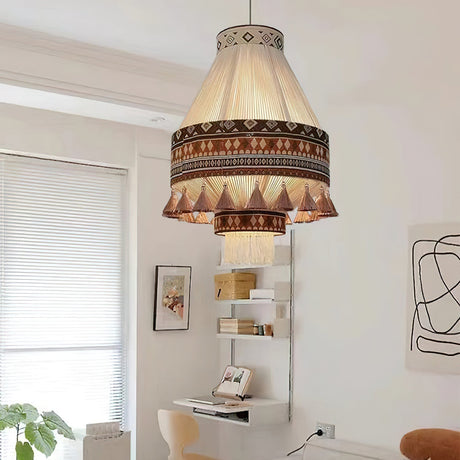 Pendant Light With Boho Geometric Weave Design - OroDwell