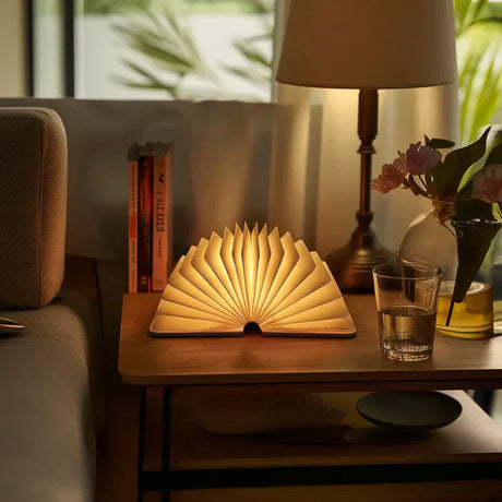 cordless rechargeable LED book light for shelf decor accents