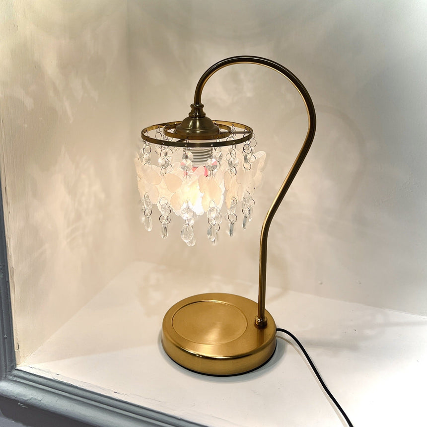 LED Table Lamp with Golden Crystal Pendant