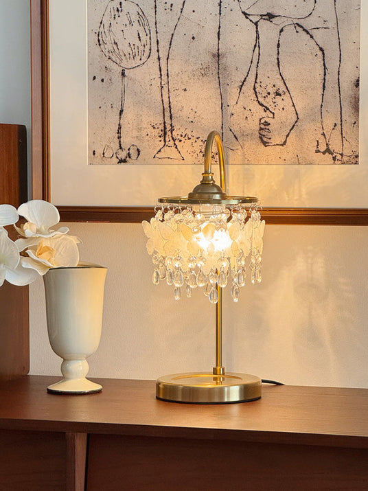 Butterfly Crystal Table Lamp with Golden Pendant