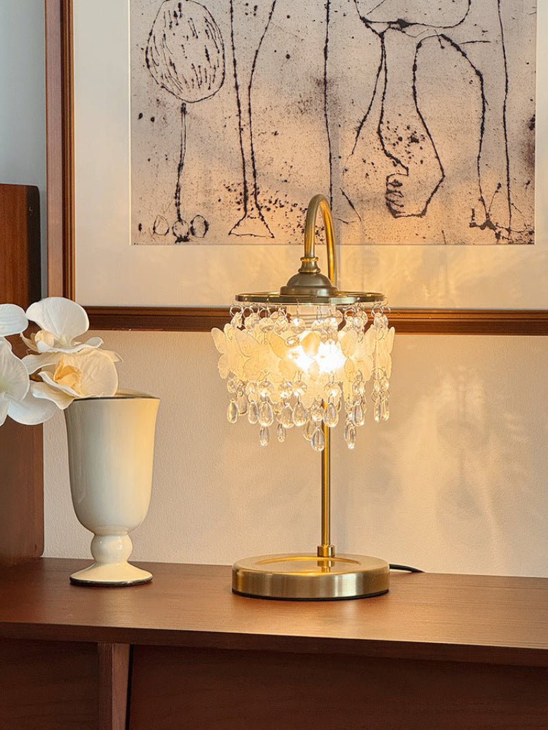 Butterfly Crystal Table Lamp with Golden Pendant
