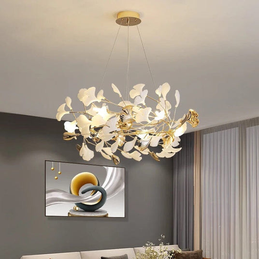 Handcrafted chandelier antique gold detail
