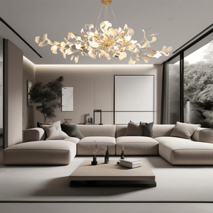 Ceramic Petal Chandelier with Dimmable LED Handcrafted Frosted Glass