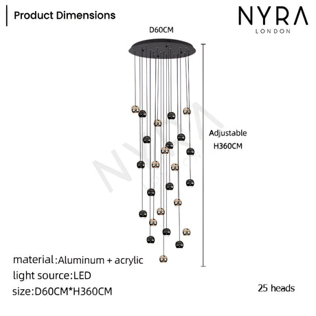 Raindrop Glass Chandelier Hand-Blown Droplets