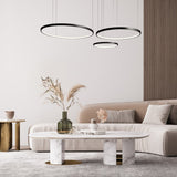 LED three-ring pendant light with dimmer