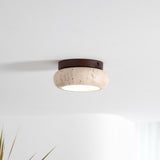 Travertine Wood Ceiling Light Ring Silhouette