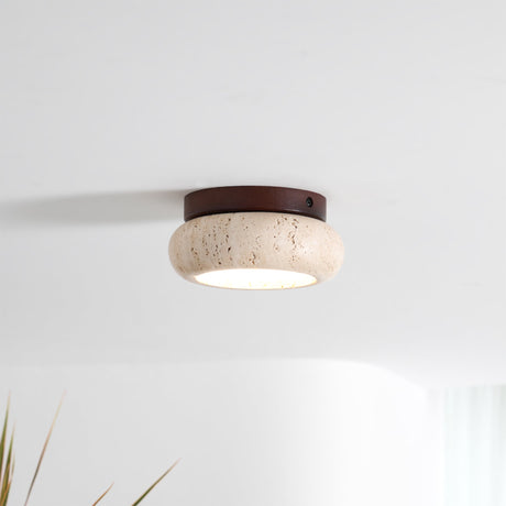 Travertine Wood Ceiling Light Ring Silhouette