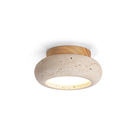 Travertine Wood Ceiling Light Ring Silhouette