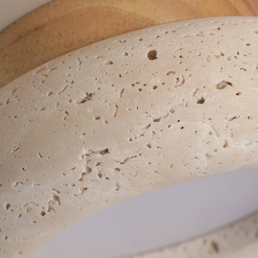 Travertine Wood Ceiling Light Ring Silhouette