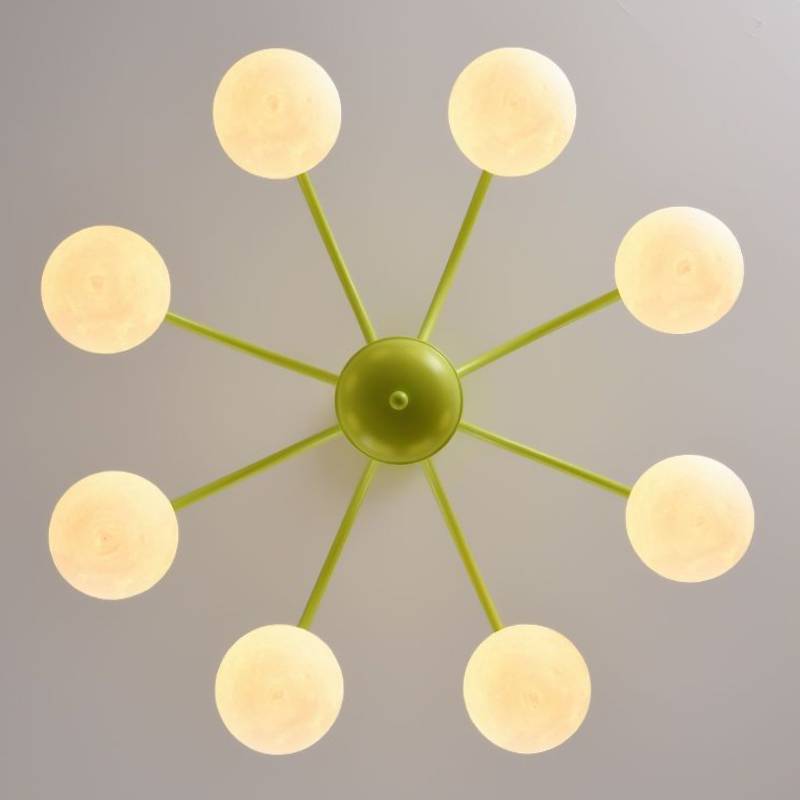 Moon Globe Chandelier Full Profile View OpalDwell