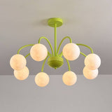 Celestial Moon Chandelier Green Finish Detail OpalDwell