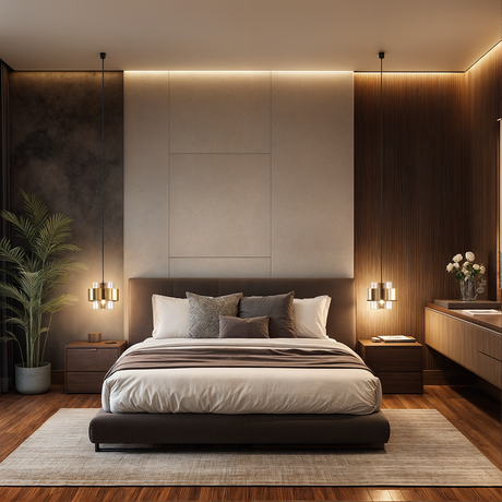 Pendant light in bedroom accent setting