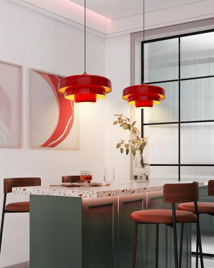 Solara Retro Orange Pendant Light warm ambient glow - OpalDwell