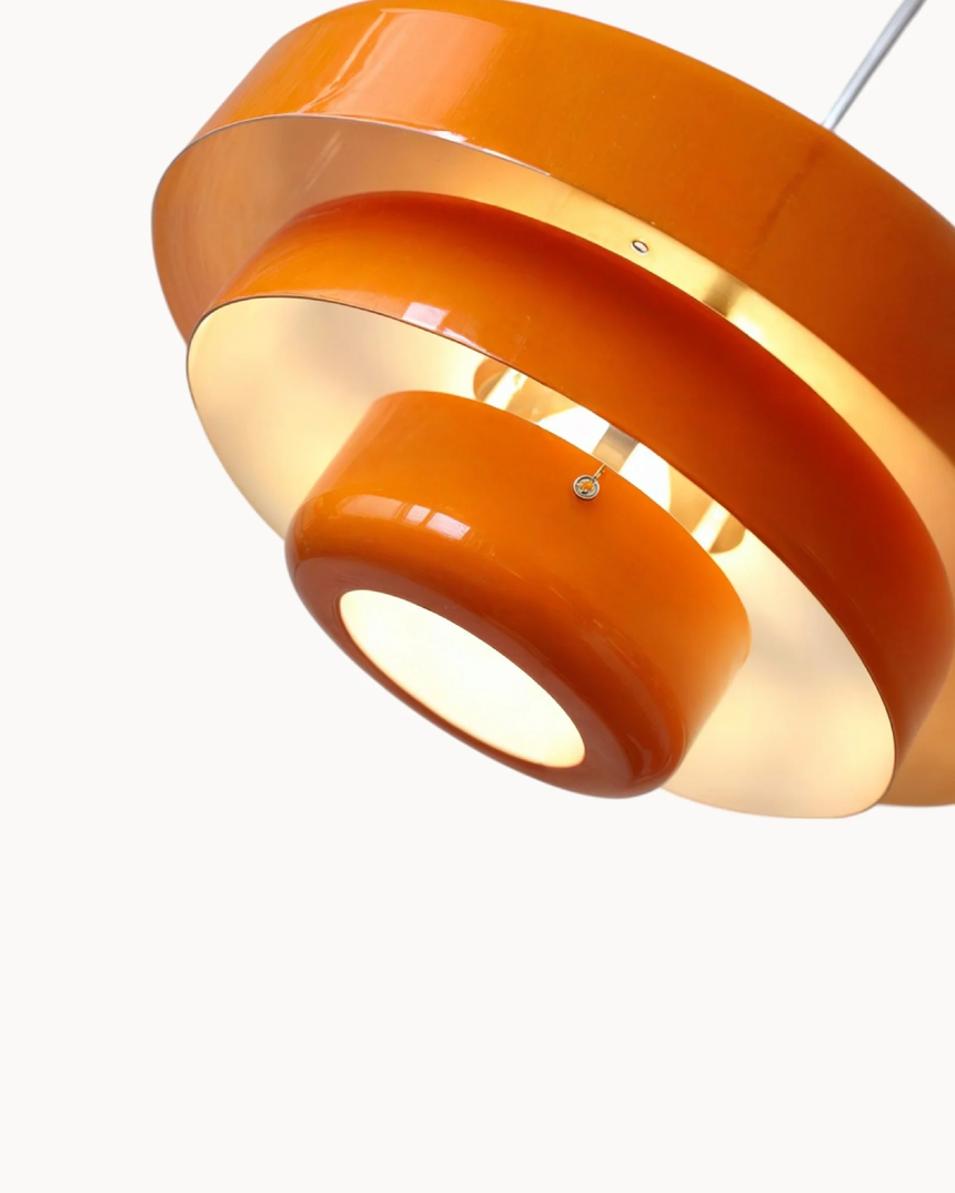 Solara Retro Orange Pendant Light retro-orange finish close-up - OpalDwell