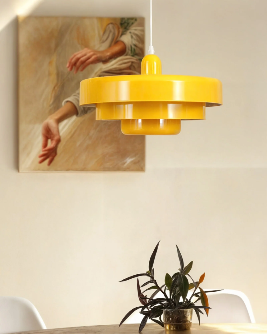 Solara Retro Orange Pendant Light top view ceiling mount - OpalDwell