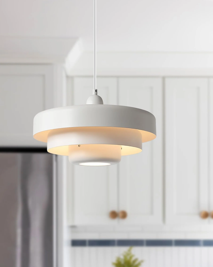 Solara Retro Orange Pendant Light sculptural tiered silhouette - OpalDwell