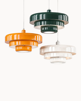 Solara Retro Orange Pendant Light front view product shot - OpalDwell