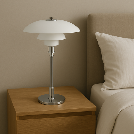 Glass table lamp rotary dimmer switch close-up