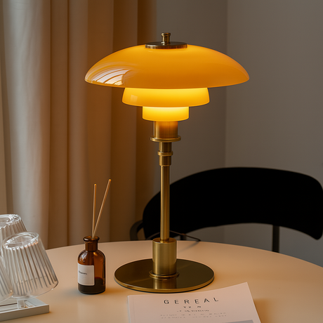 Glass table lamp LED dimmable modern design for bedroom