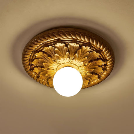 Gold Glass Ceiling Light Round Globe Silhouette