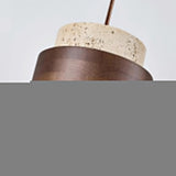Aurelian Travertine Pendant Light with Walnut Wood Band OpalDwell