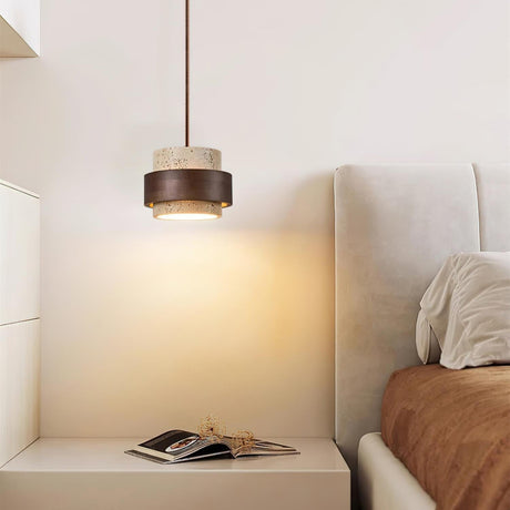 Travertine pendant three-head configuration