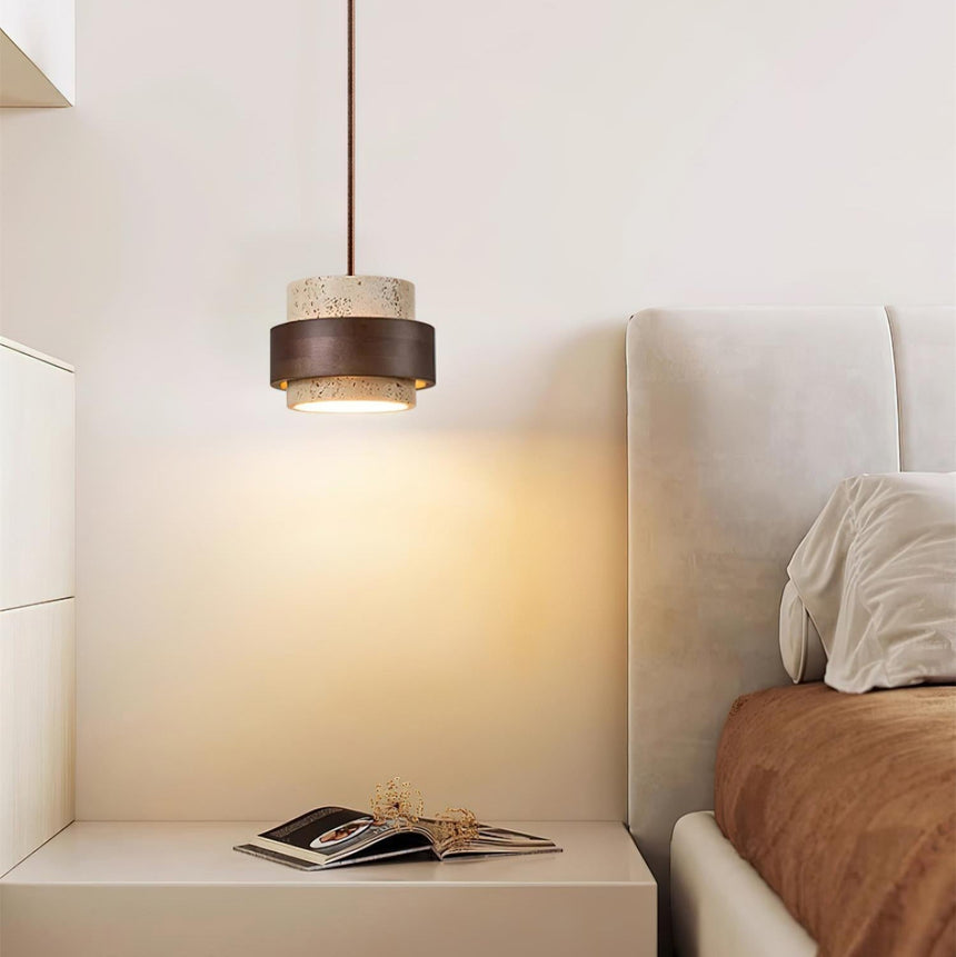 Travertine pendant three-head configuration